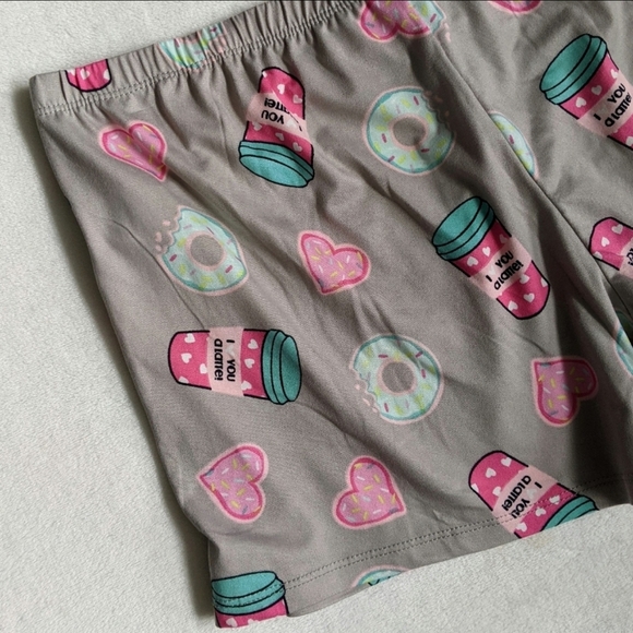 Pj Couture Love You A Latte Coffee PJ Set Sleeveless Top Shorts Aqua L NWT - Picture 6 of 9